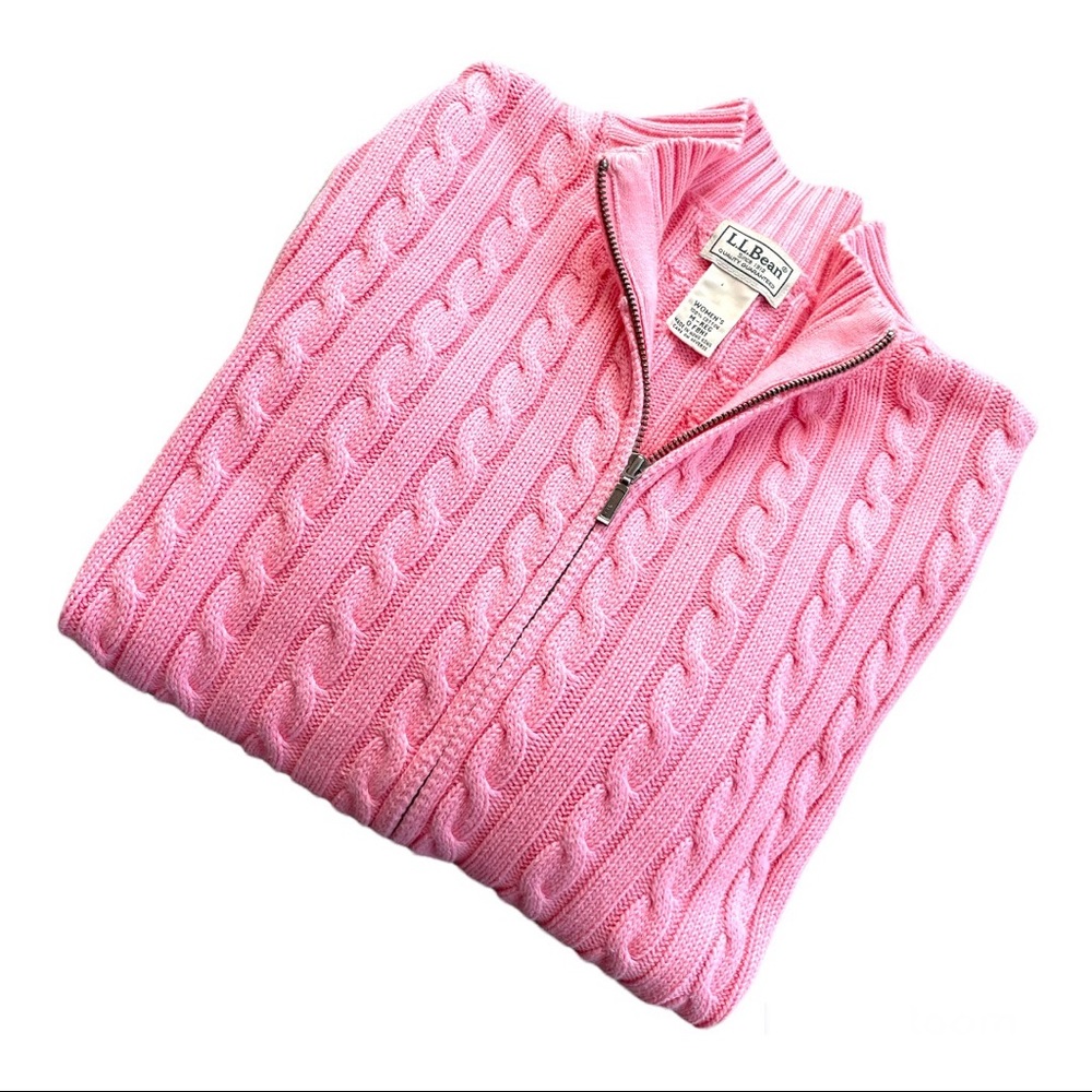 L.L. Bean pink cable knit sweater